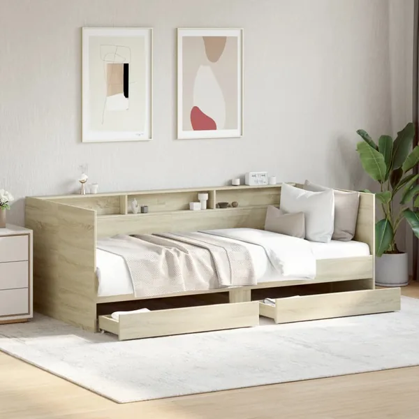 Lit de jour avec tiroirs sans matelas chêne sonoma 100x200 cm