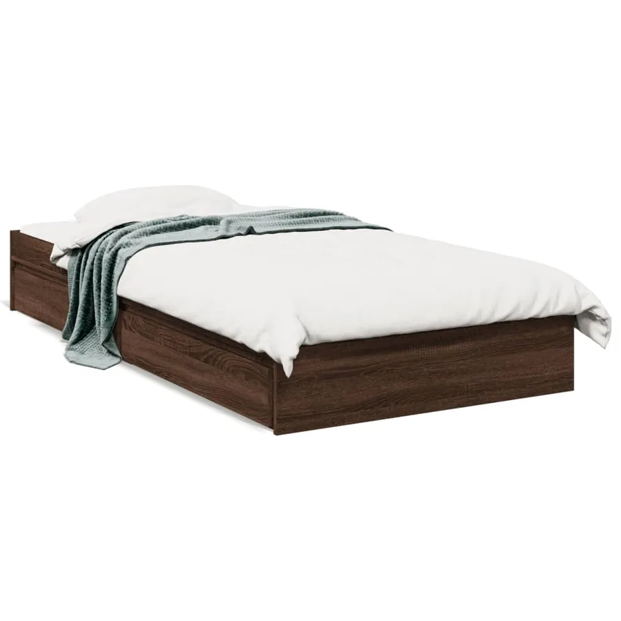 Cadre de lit avec tiroirs sans matelas chêne marron 100x200 cm - 2