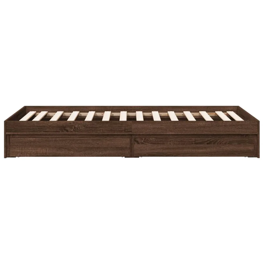 Cadre de lit avec tiroirs sans matelas chêne marron 100x200 cm - 5
