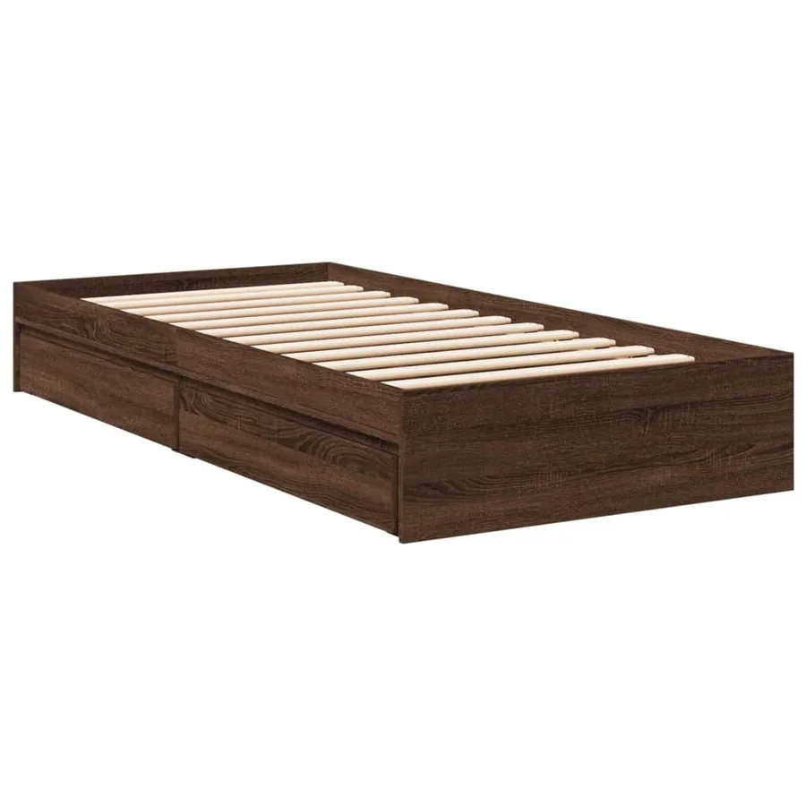 Cadre de lit avec tiroirs sans matelas chêne marron 100x200 cm - 6