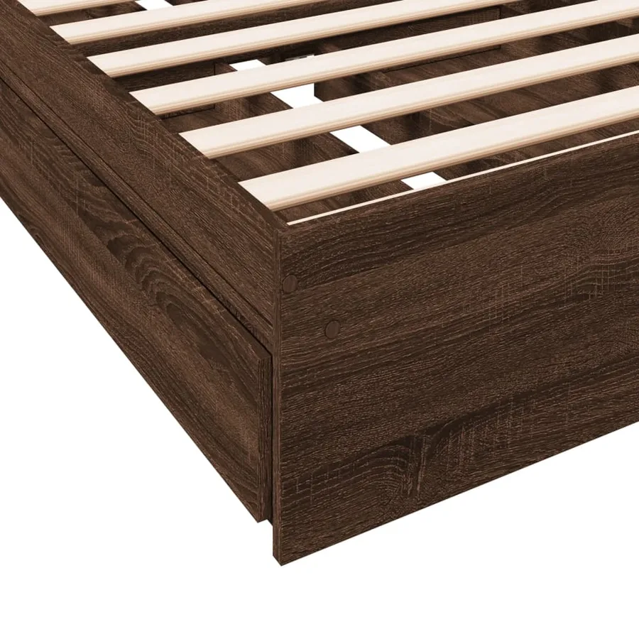 Cadre de lit avec tiroirs sans matelas chêne marron 100x200 cm - 8