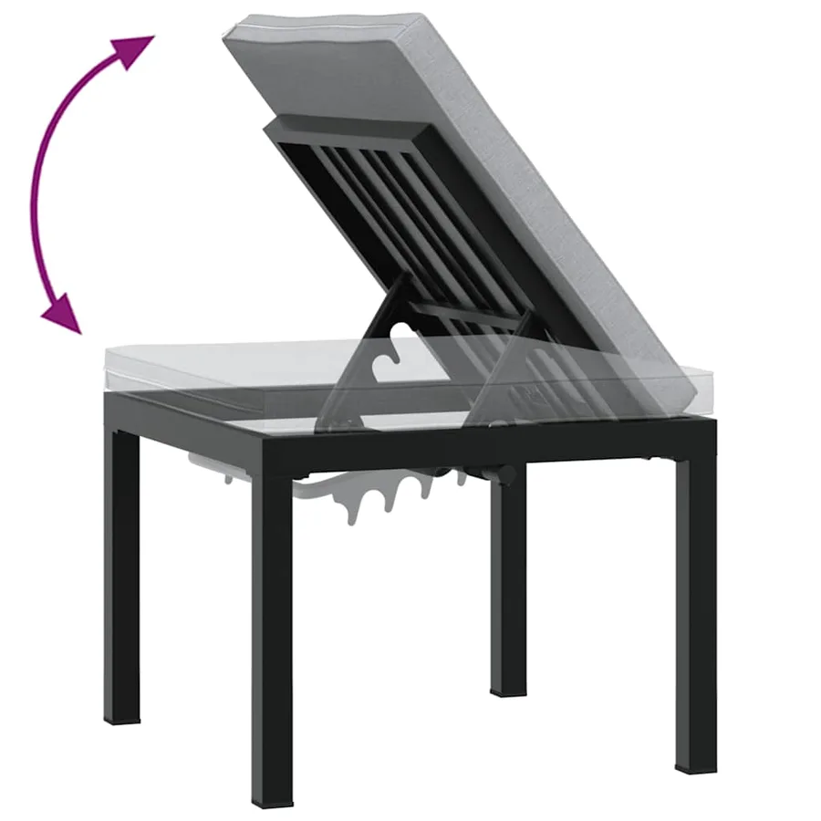 Salon de jardin avec coussins 5 pcs noir acier enduit de poudre - 7