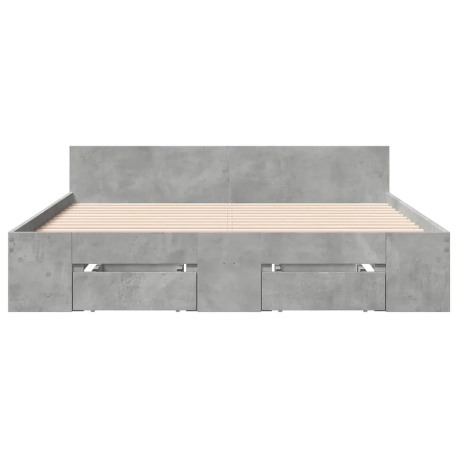 Cadre de lit avec tiroirs sans matelas gris béton 120x190 cm - 4