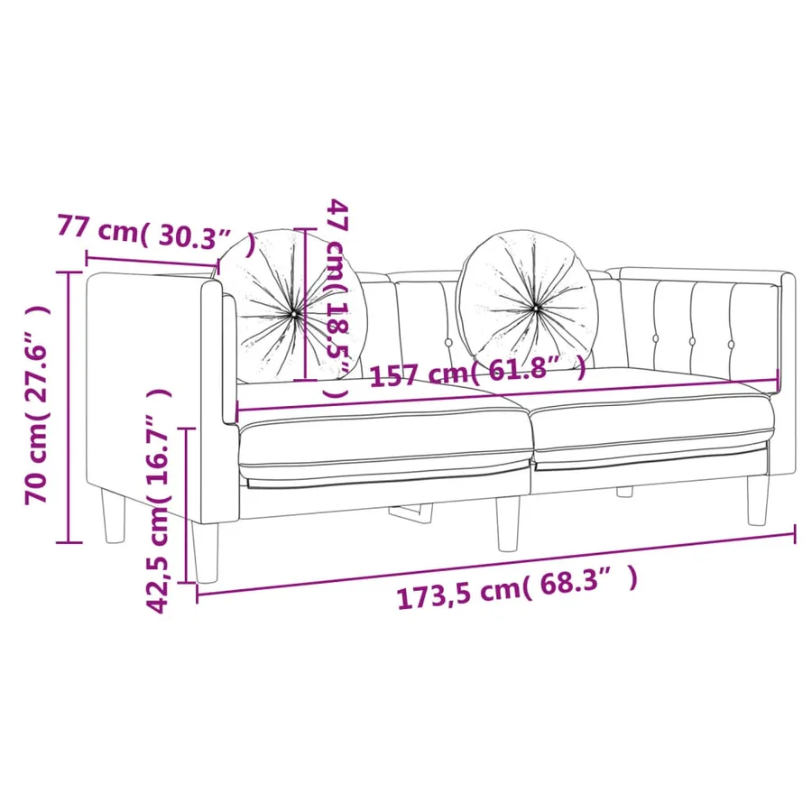Ensemble de canapés 3 pcs avec coussins gris clair velours - 10
