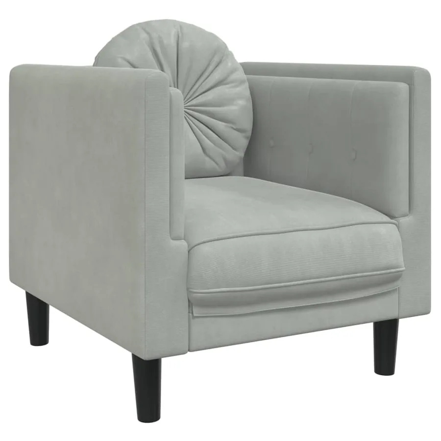 Ensemble de canapés 3 pcs avec coussins gris clair velours - 4
