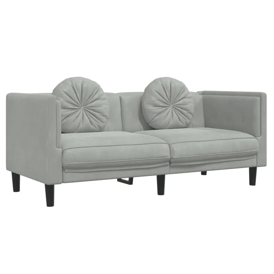Ensemble de canapés 3 pcs avec coussins gris clair velours - 5