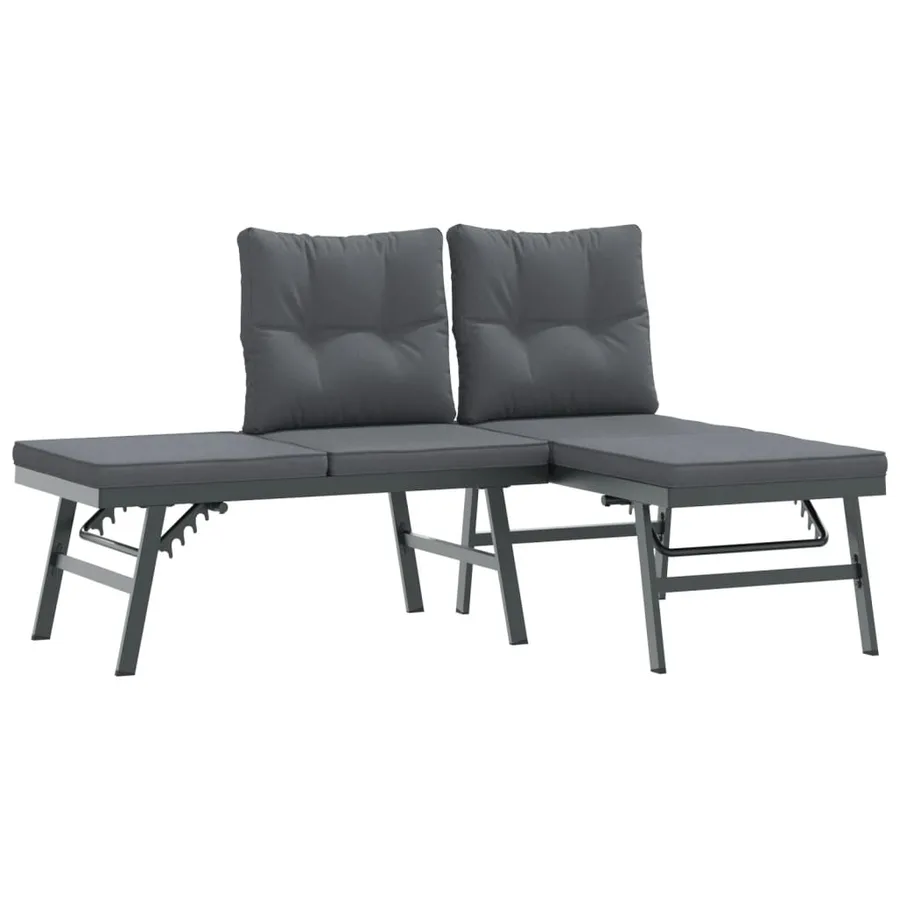 Ensemble de bancs de jardin avec coussins 3 pcs noir - 3