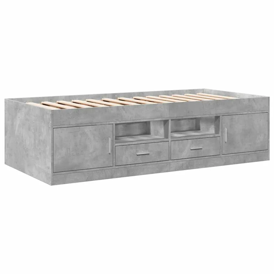 Lit de jour avec tiroirs sans matelas gris béton 75x190 cm - 3