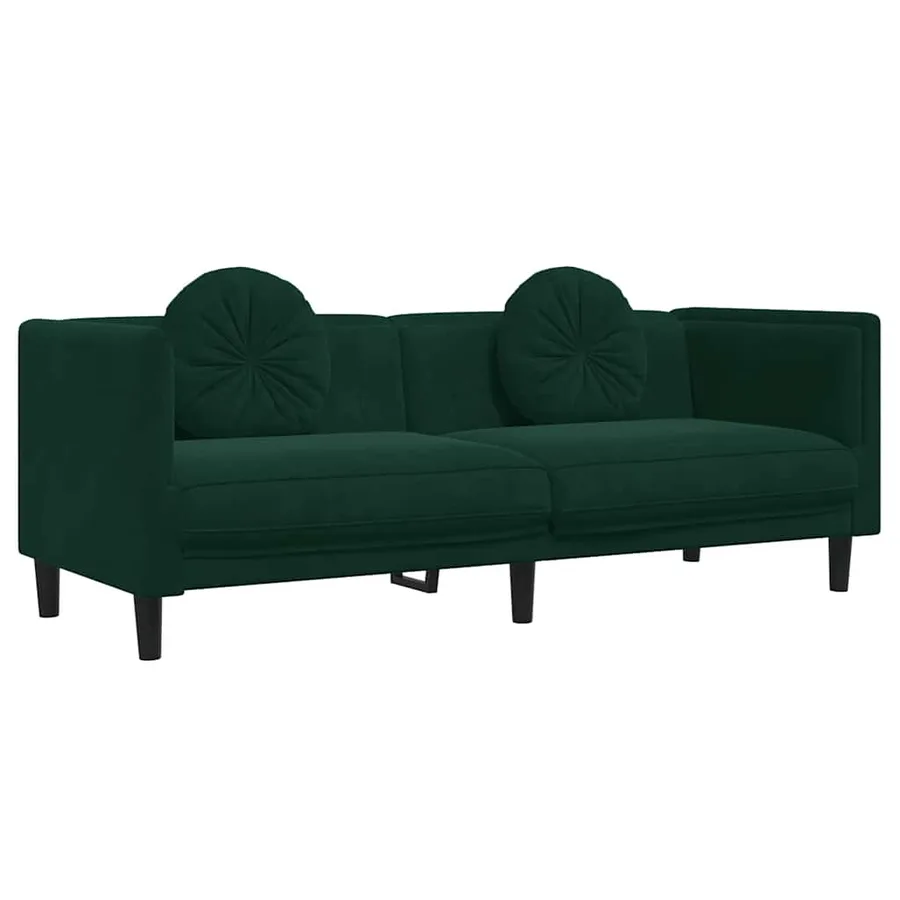 Canapé avec coussins 3 places vert foncé velours - 2