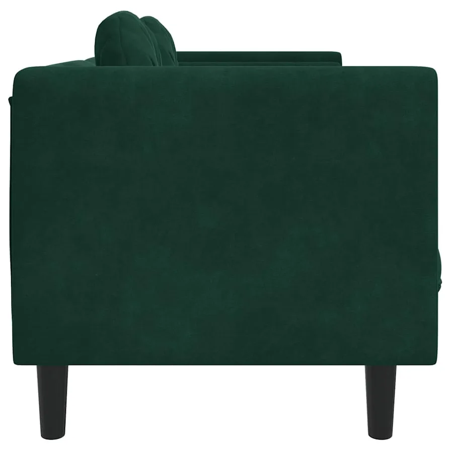 Canapé avec coussins 3 places vert foncé velours - 5