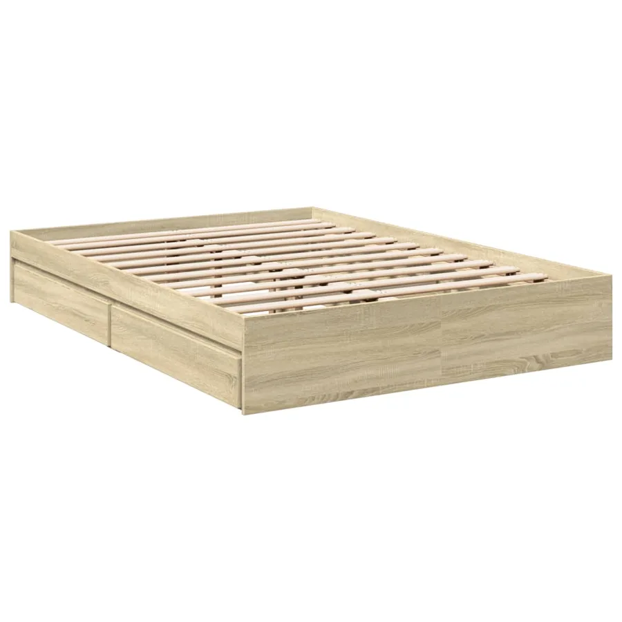 Cadre de lit avec tiroirs sans matelas chêne sonoma 135x190 cm - 6