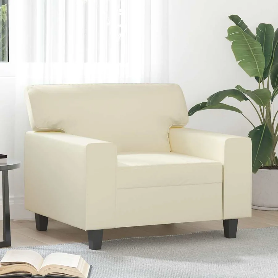 Fauteuil Crème 60 cm Similicuir