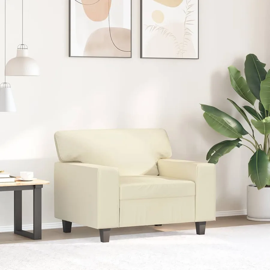 Fauteuil Crème 60 cm Similicuir - 3