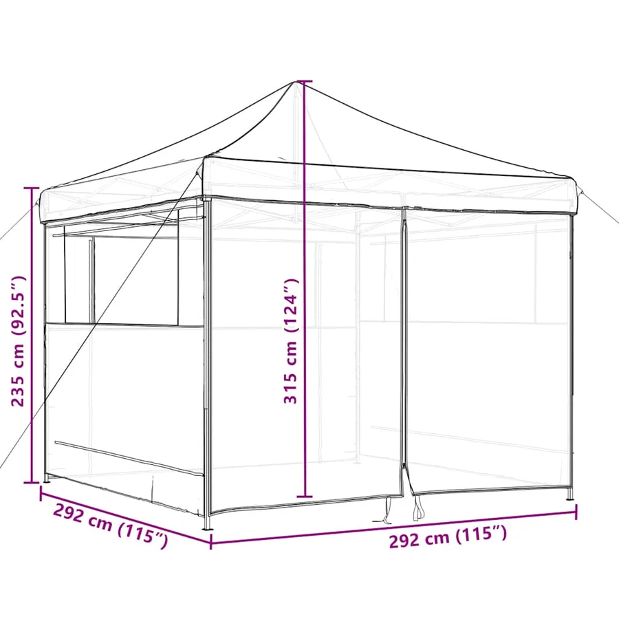 Tente de réception pliable escamotable 4 parois latérales noir - 10