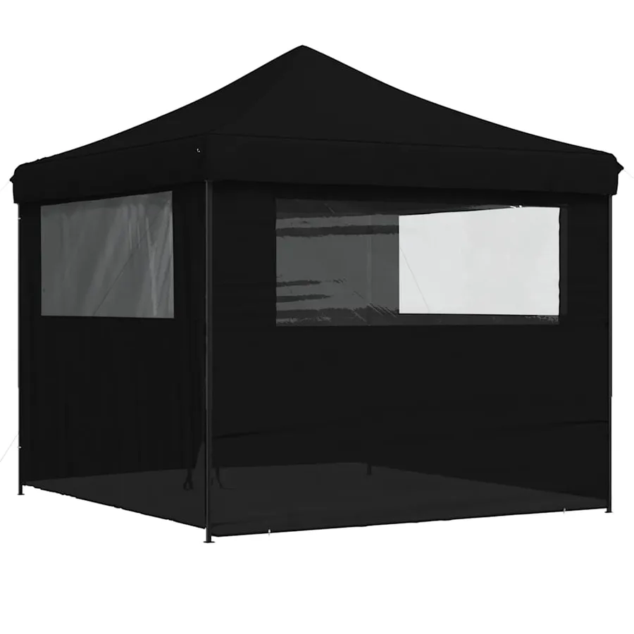 Tente de réception pliable escamotable 4 parois latérales noir - 4