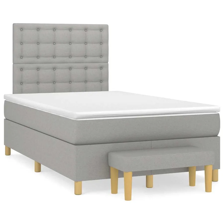 Sommier à lattes de lit et matelas gris clair 120x190 cm tissu - 2