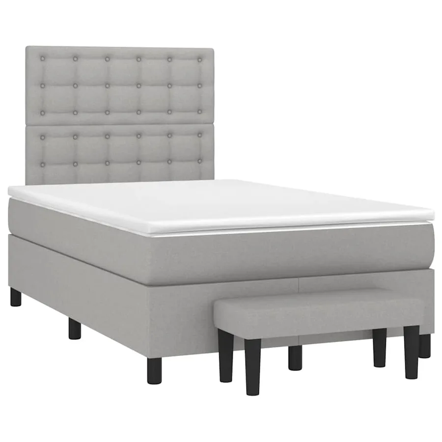 Sommier à lattes de lit et matelas gris clair 120x190 cm tissu - 2