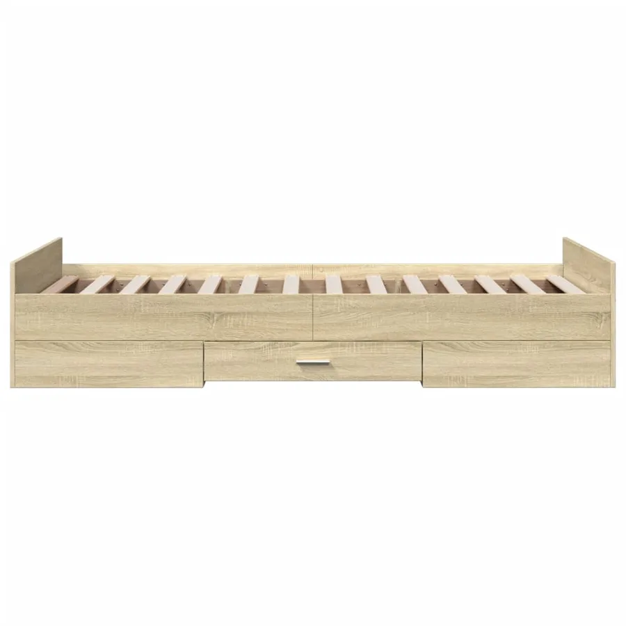 Cadre de lit avec tiroirs sans matelas chêne sonoma 100x200 cm - 5