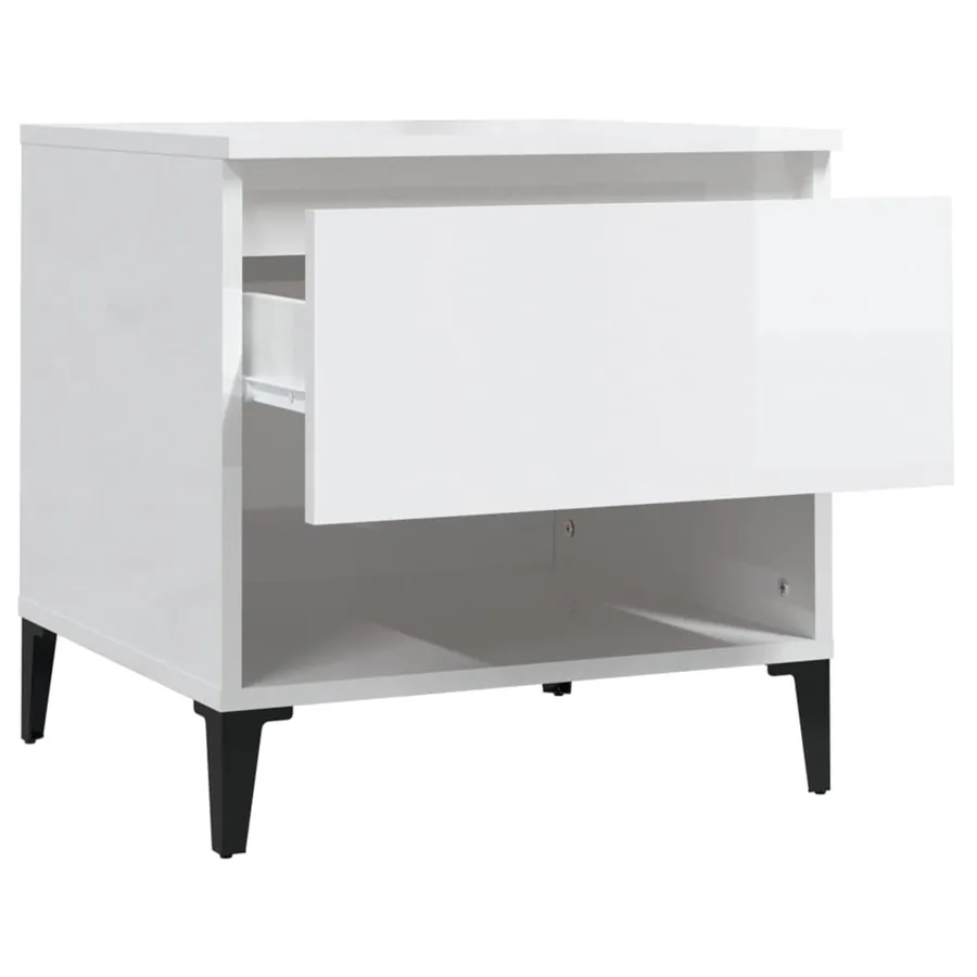 Tables d'appoint 2pcs Blanc brillant 50x46x50cm Bois ingénierie - 8