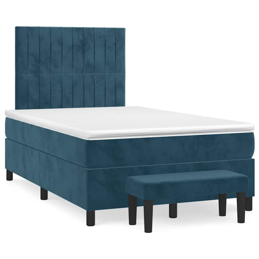 Sommier à lattes de lit et matelas bleu foncé 120x190cm velours - 2