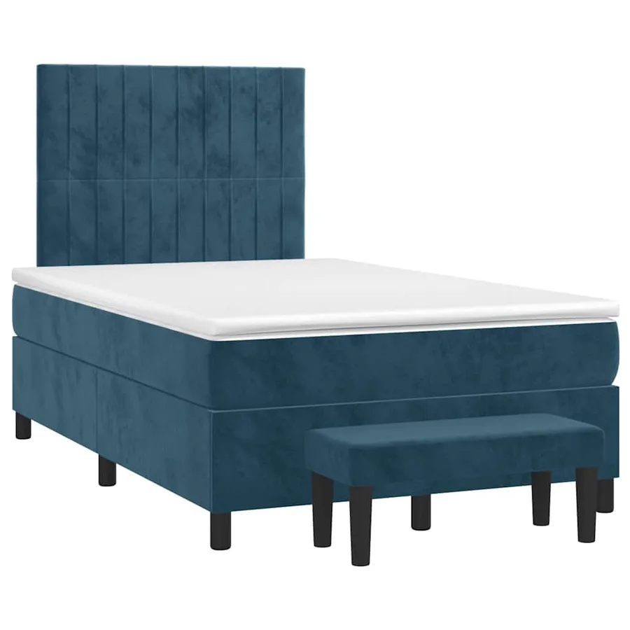 Sommier à lattes de lit et matelas bleu foncé 120x190cm velours - 3