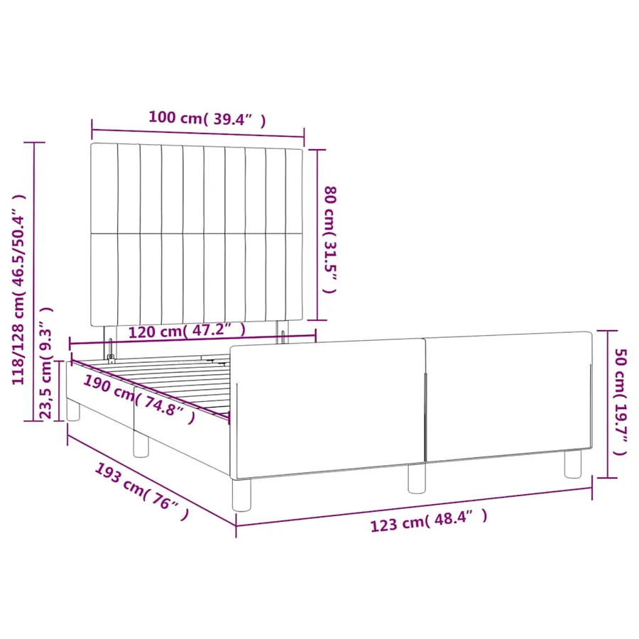 Cadre de lit sans matelas bleu foncé 120x190 cm velours - 11