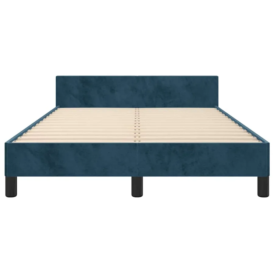 Cadre de lit sans matelas bleu foncé 120x190 cm velours - 6