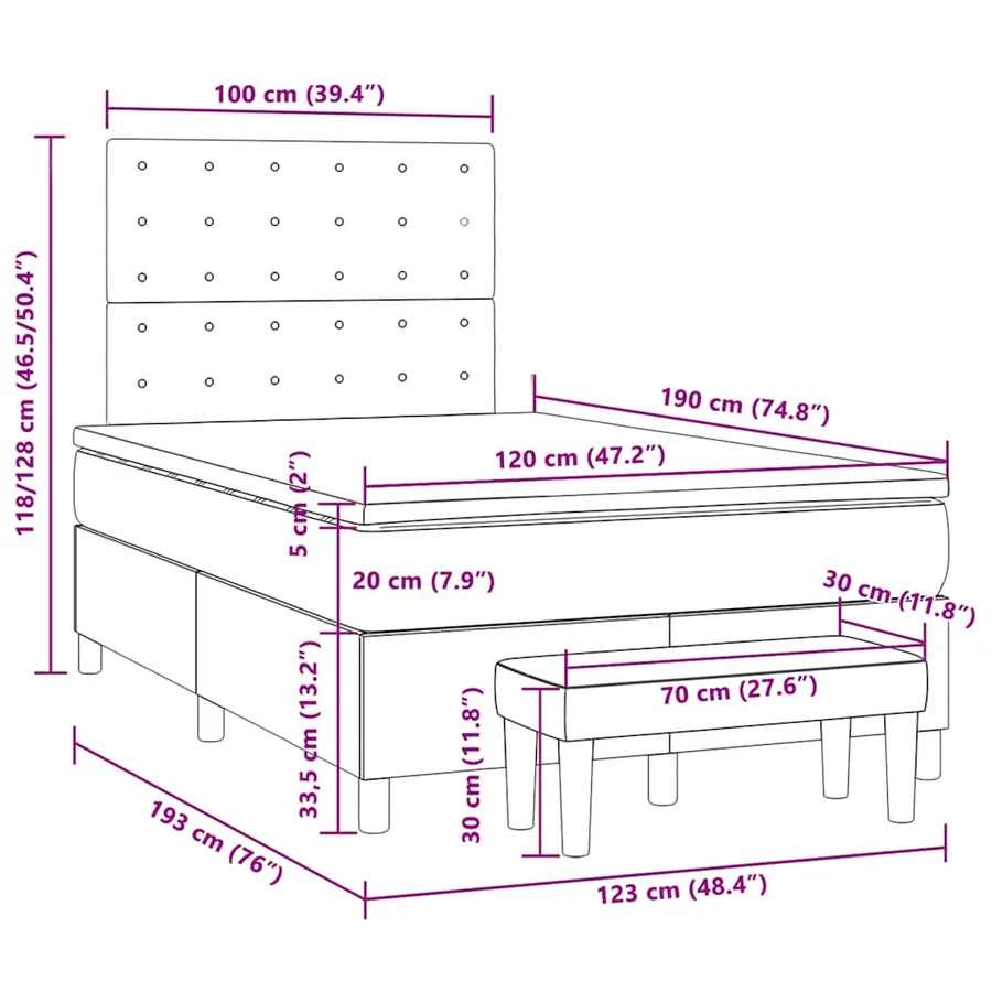 Sommier à lattes de lit avec matelas rose 120x190 cm velours - 10