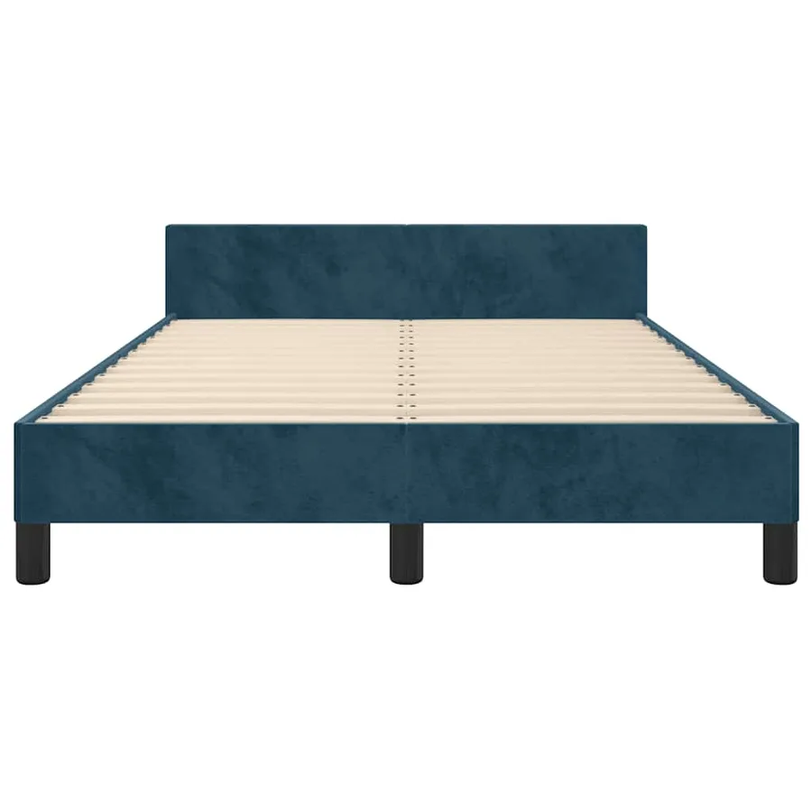 Cadre de lit sans matelas bleu foncé 120x190 cm velours - 6