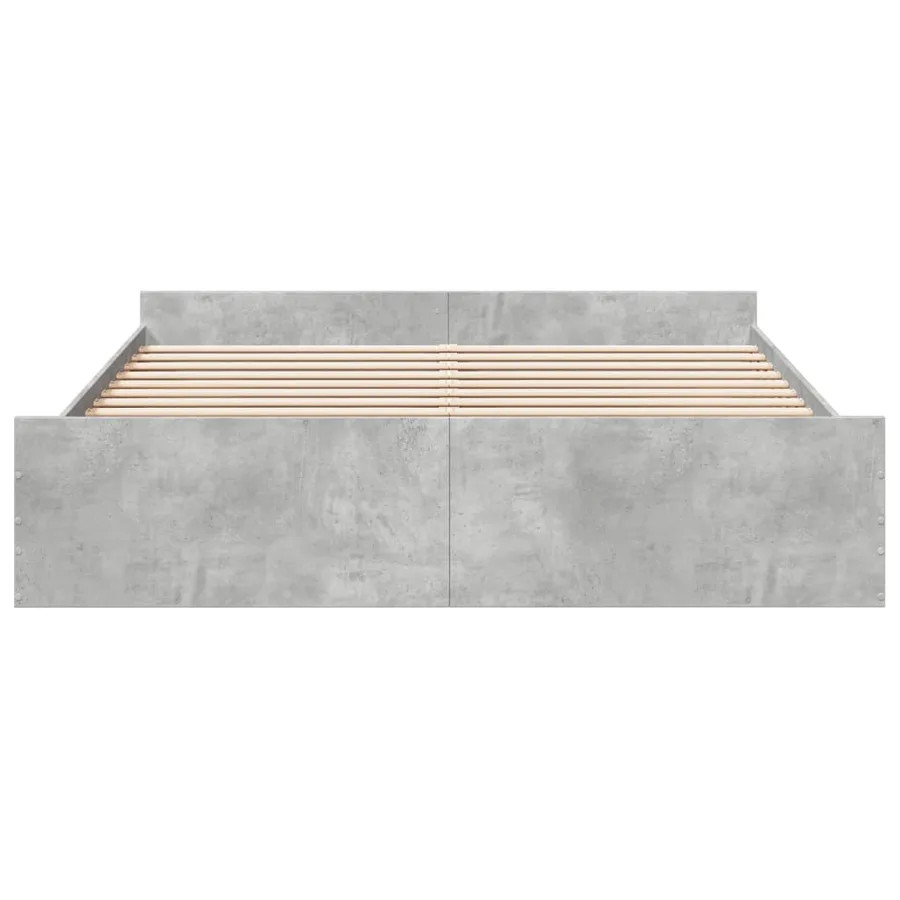 Cadre de lit avec tiroirs sans matelas gris béton 200x200 cm - 4
