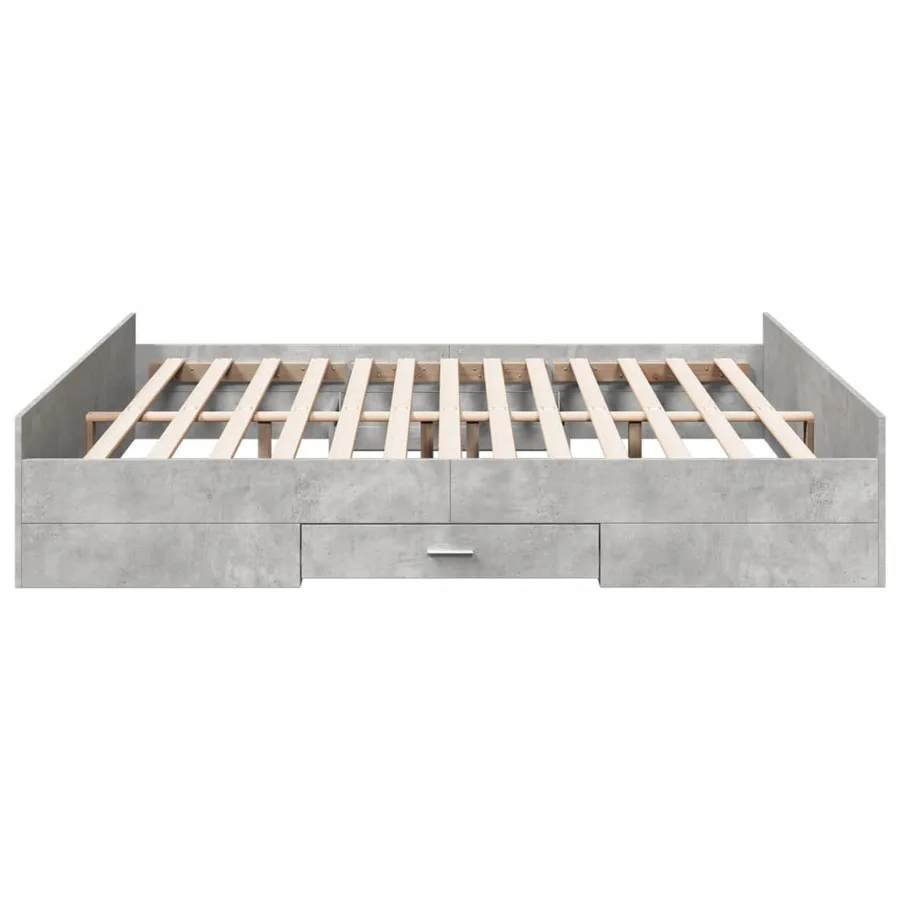 Cadre de lit avec tiroirs sans matelas gris béton 200x200 cm - 5
