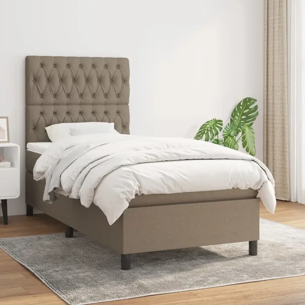 Sommier à lattes de lit avec matelas Taupe 100x200 cm Tissu