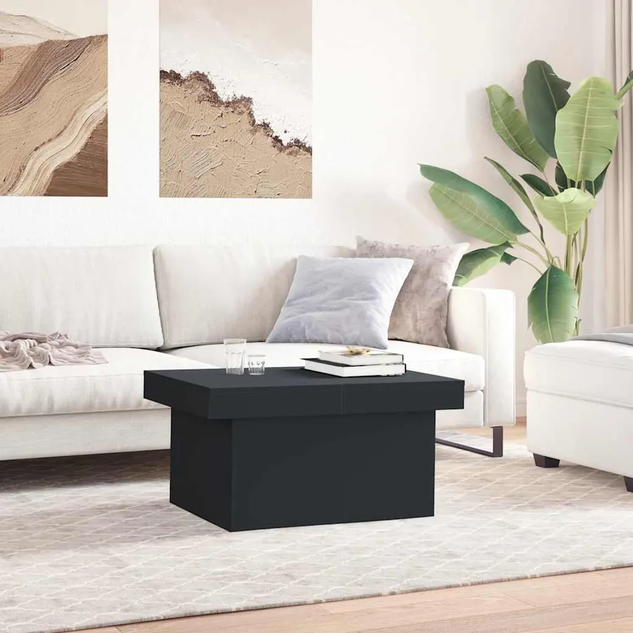Table basse noir 80x55x40 cm bois d'ingénierie - 3
