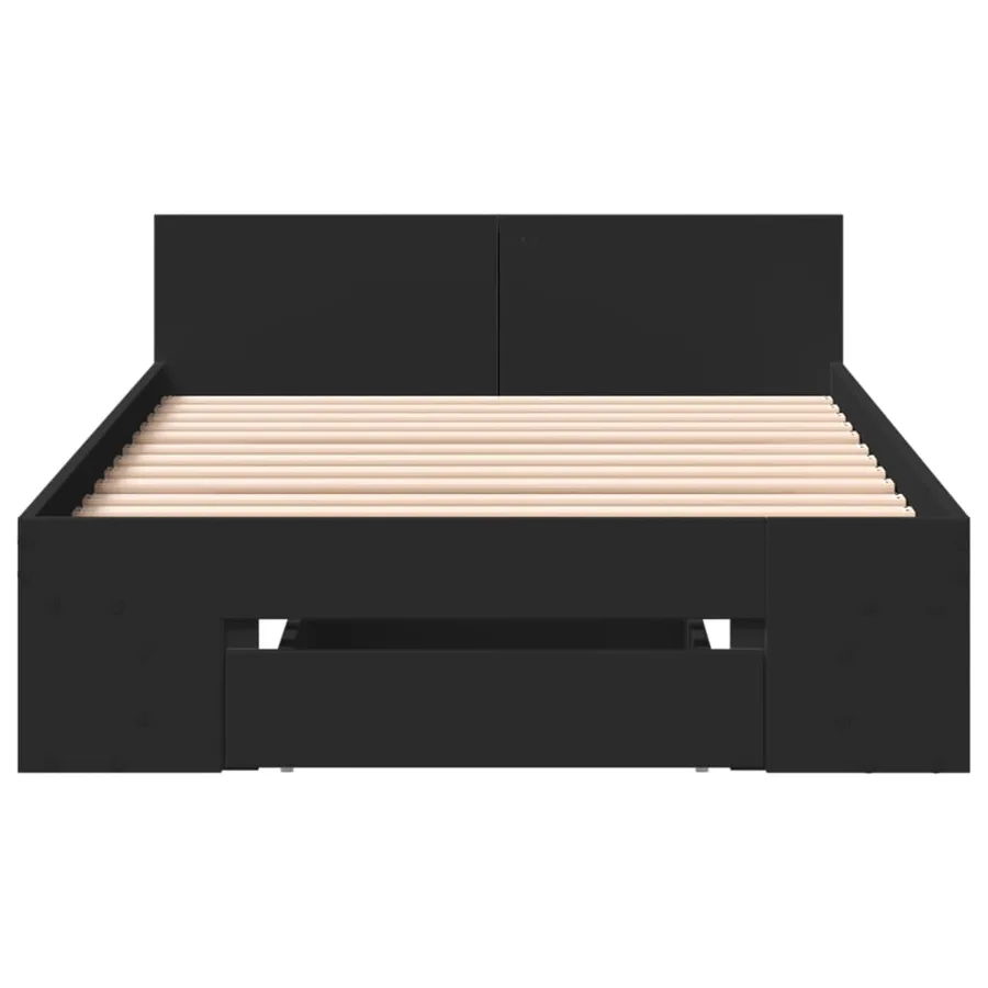 Cadre de lit avec tiroir sans matelas noir 100x200 cm - 4