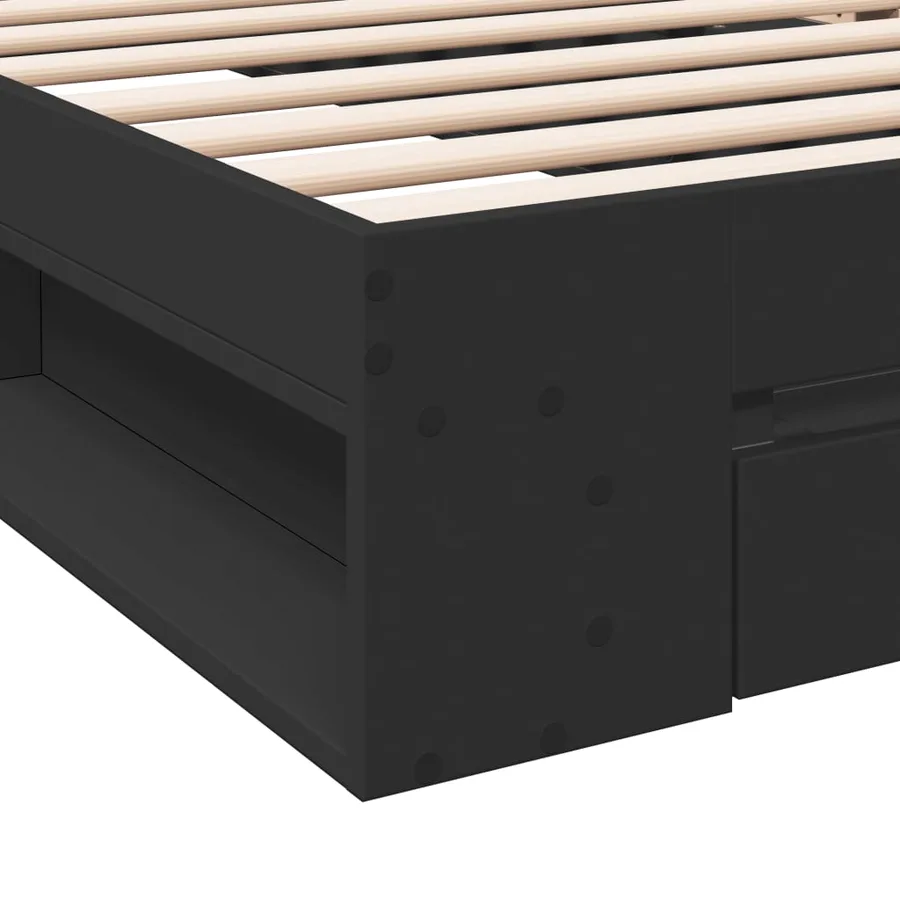 Cadre de lit avec tiroir sans matelas noir 100x200 cm - 8