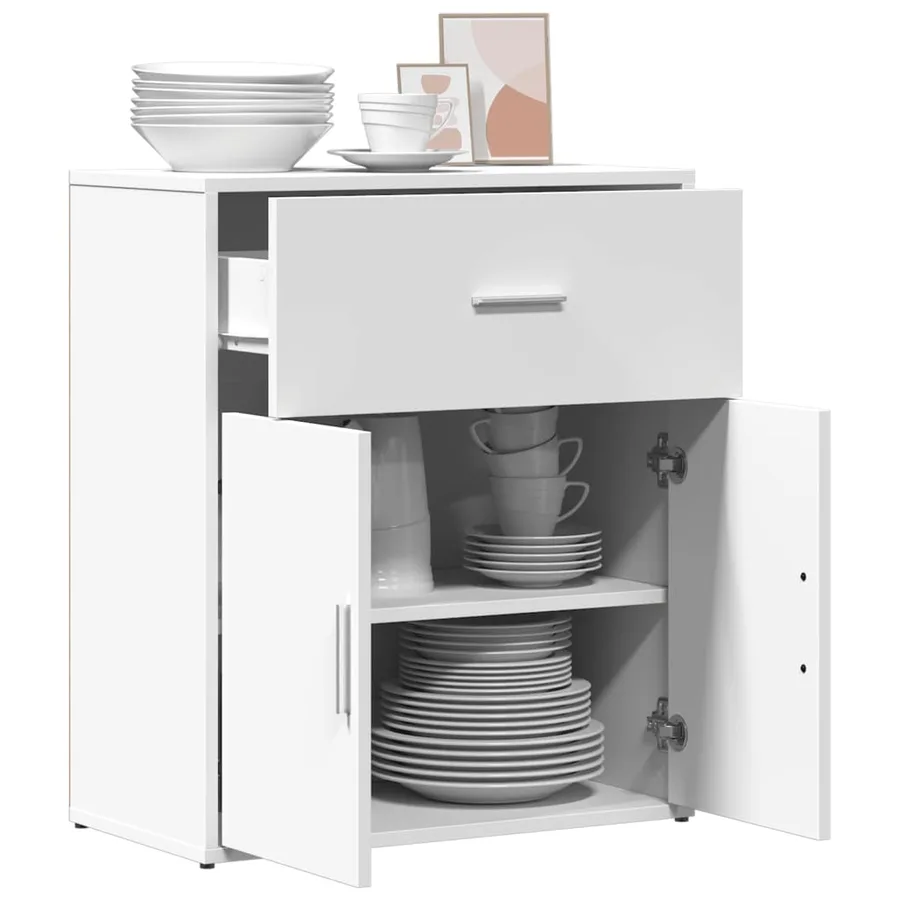 Buffet blanc 60x31x70 cm bois d'ingénierie - 4