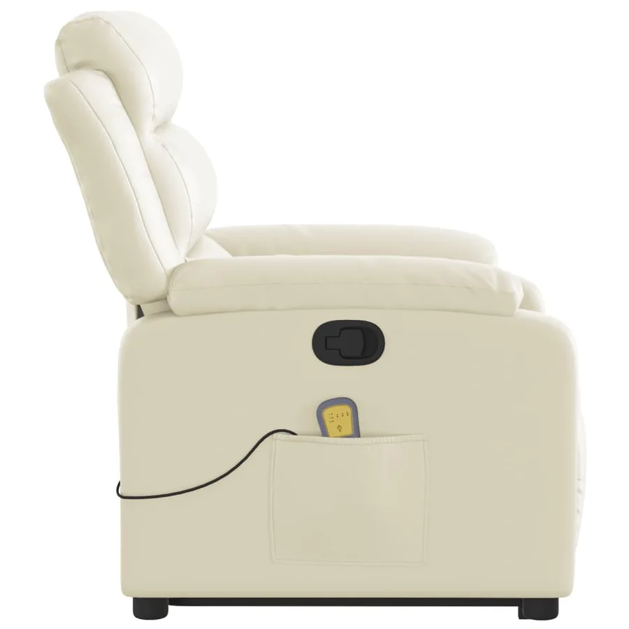 Fauteuil inclinable de massage Crème Similicuir - 10