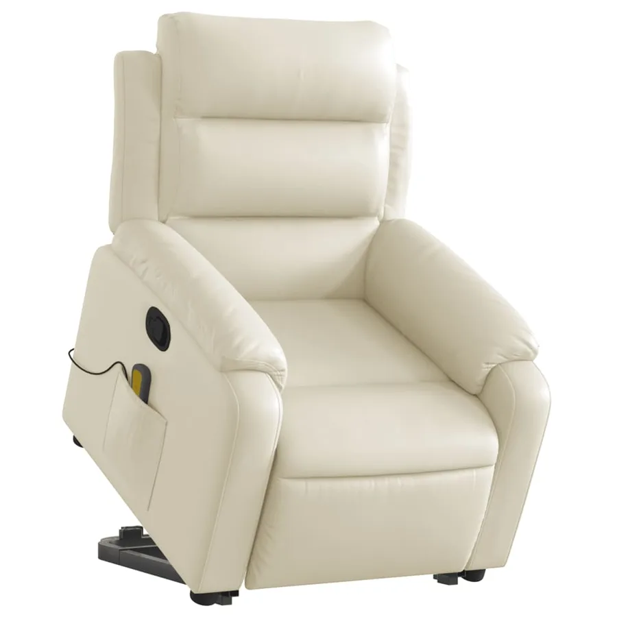 Fauteuil inclinable de massage Crème Similicuir - 3