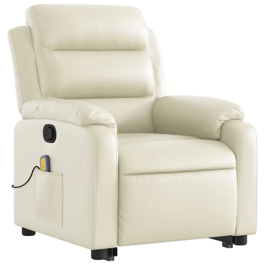 Fauteuil inclinable de massage Crème Similicuir - 4