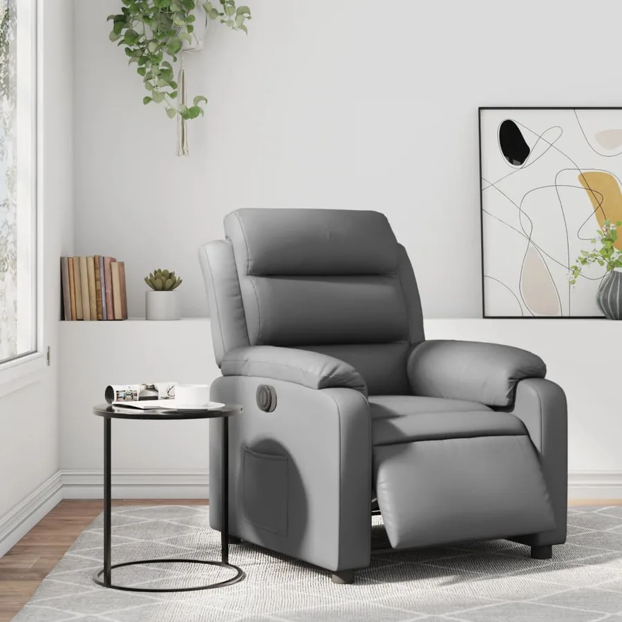 Fauteuil inclinable électrique Gris Similicuir - 16