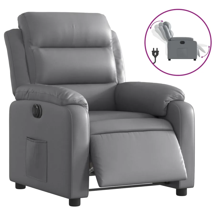Fauteuil inclinable électrique Gris Similicuir - 2