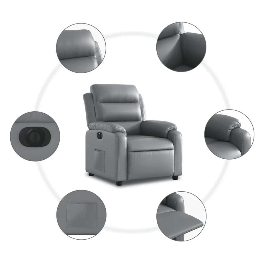 Fauteuil inclinable électrique Gris Similicuir - 8