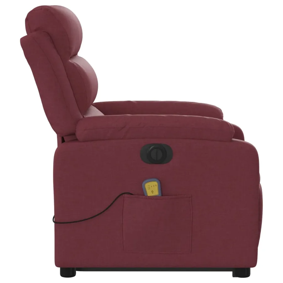 Fauteuil inclinable de massage électrique Rouge bordeaux Tissu - 10