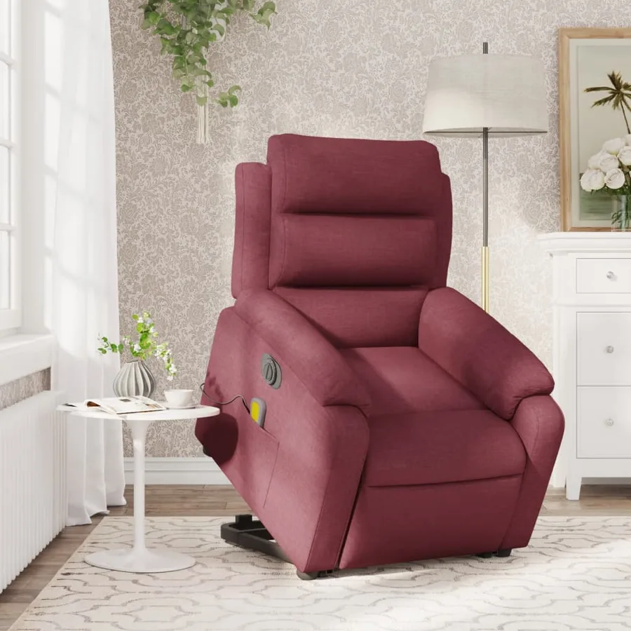 Fauteuil inclinable de massage électrique Rouge bordeaux Tissu - 16