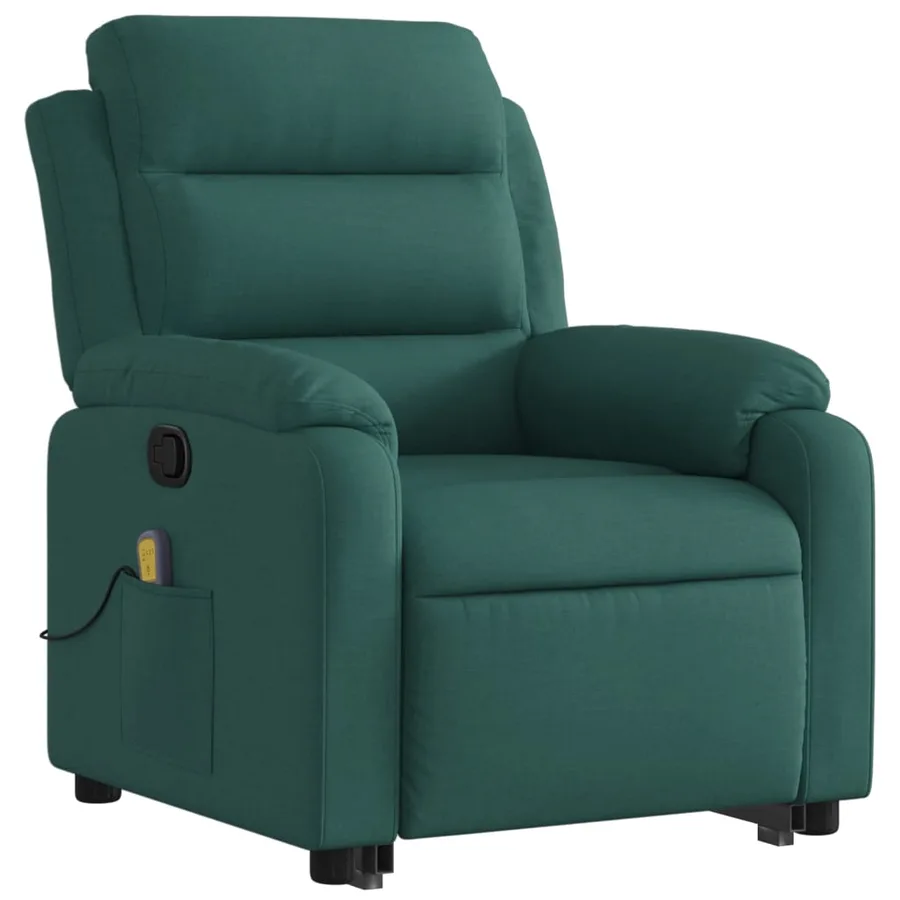Fauteuil inclinable de massage Vert foncé Tissu - 4