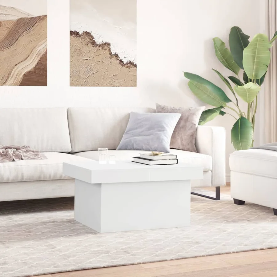 Table basse blanc 100x55x40 cm bois d'ingénierie - 3