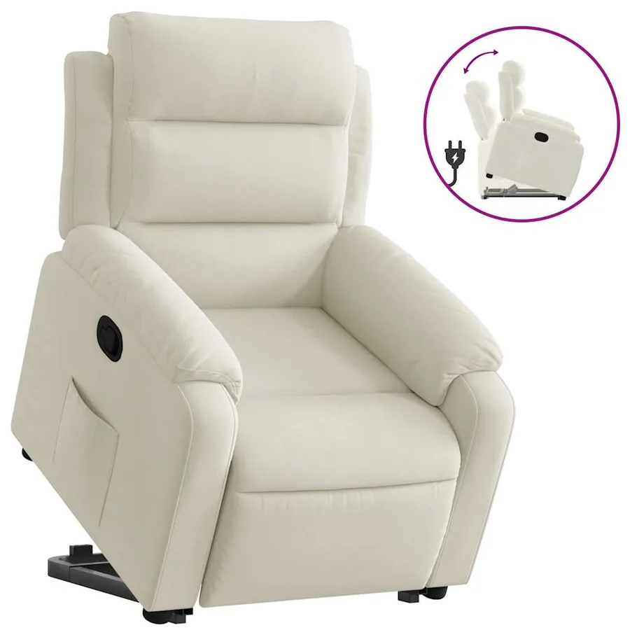 Fauteuil inclinable Crème Velours - 2