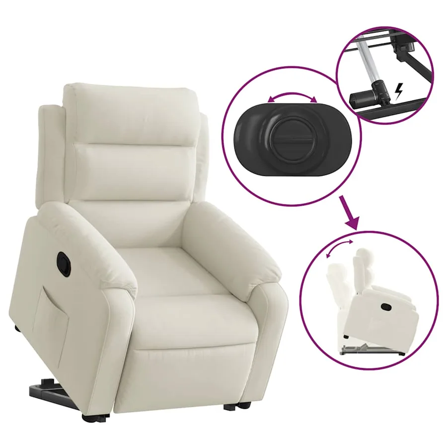Fauteuil inclinable Crème Velours - 6