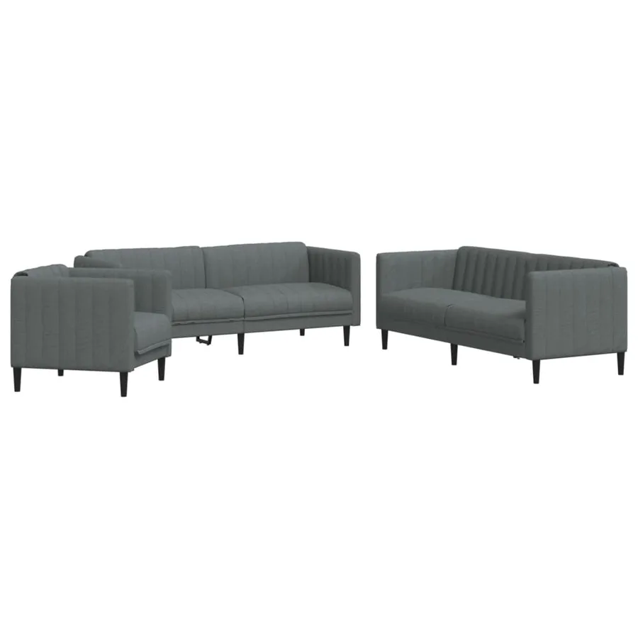 Ensemble de canapés 3 pcs gris foncé tissu - 2