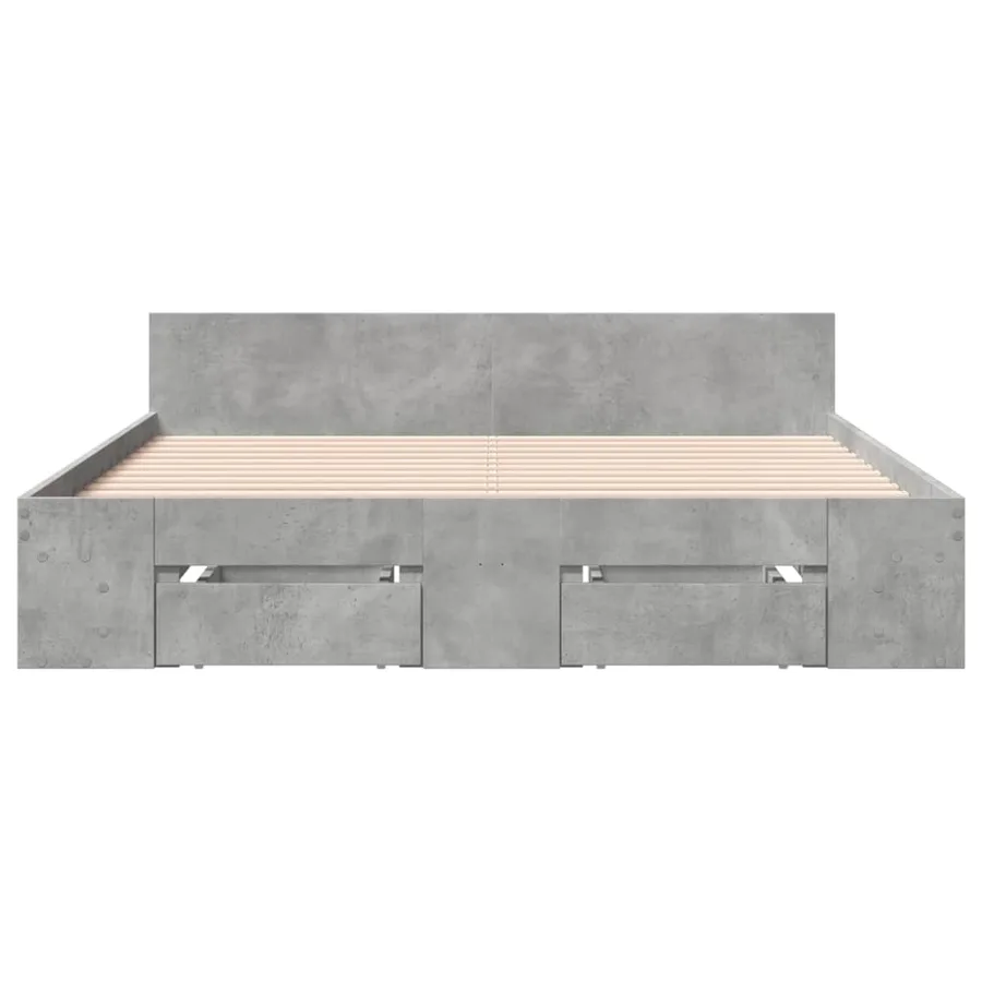 Cadre de lit avec tiroirs sans matelas gris béton 135x190 cm - 4